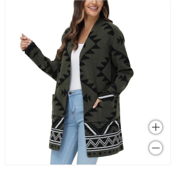 FRYE Green Jacquard Patterned Cardigan Sweater Women’s XXL NWT NEW - Picture 6 of 14